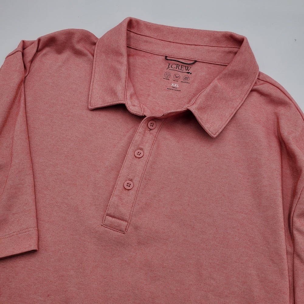J.Crew Mens XXL Tall Coral Pink Coolmax Performance Polo Shirt UPF flaw